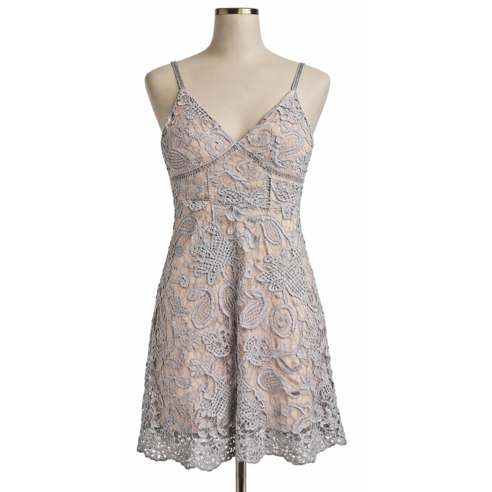 By The Way Fairy Romantic Mini Dress Womens‎ XS Blue Lace Floral Sleeveless NWT